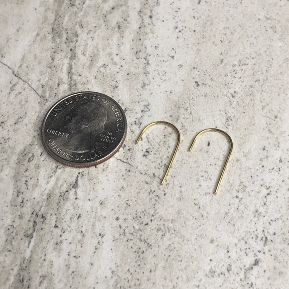 925 Sterling Silver Gold Thread Through Earrings - Picture 8 of 12